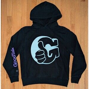 Goodtalk Thumb Hoodie Mens Size Large Black Pullover Good Talk Rap Hip Hop